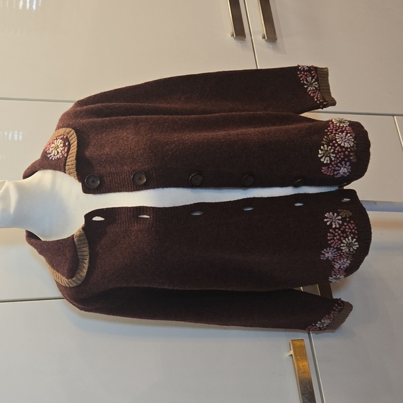 VTG Woolrich Embroidered Floral Wool Cardigan Jacket Sweater Medium - Picture 9 of 13